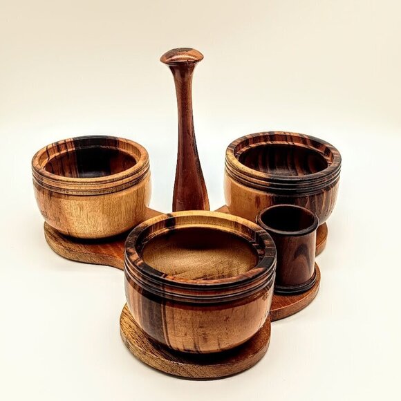 Vintage Handmade Wood Serving Bowl Tray - Picture 3 of 5